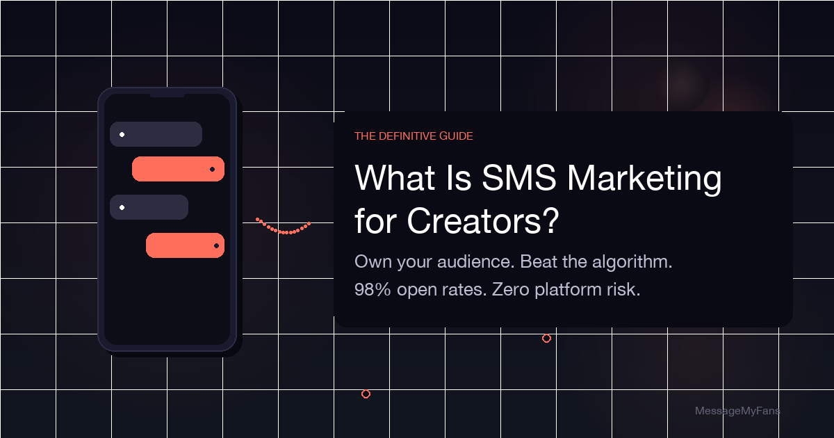 What is SMS marketing for creators — phone showing direct SMS chat bubbles to fans
