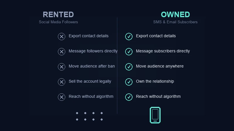 Comparison of rented vs owned audience revenue metrics